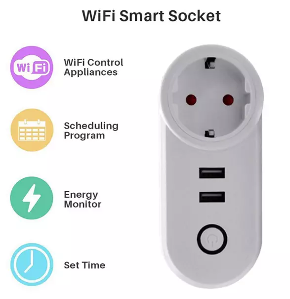 Wi-Fi Smart Plug with double USB port